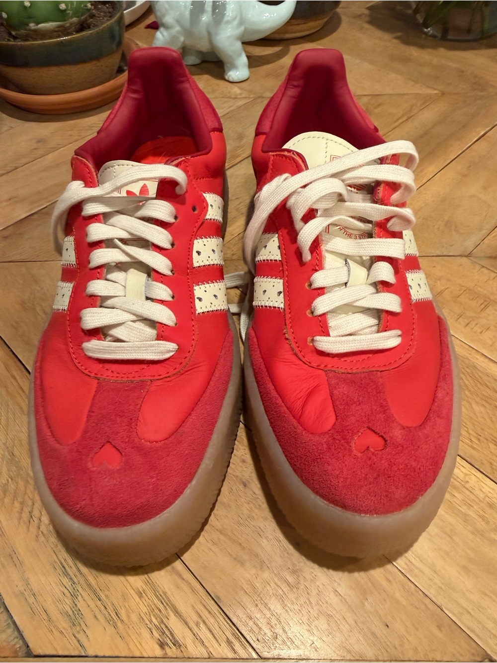 adidas Women's Red and Cream Sneakers